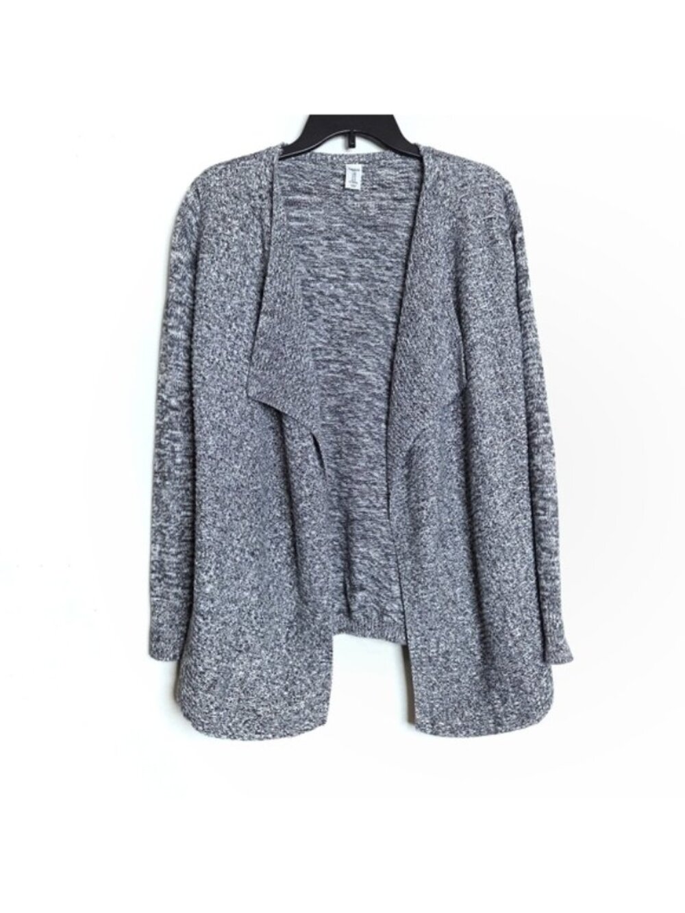 Gap Black White Open Drape Front Knit Cotton Cardigan Sweater Women's Size Small